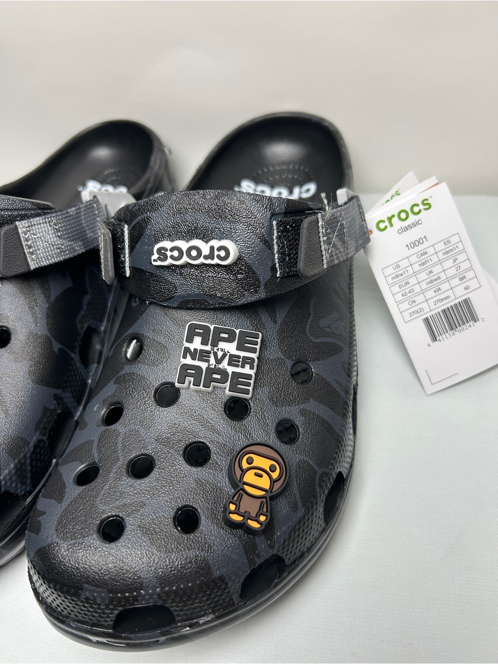 Bape X Crocs Black Camo Men’s Size US 9 - Picture 3 of 5